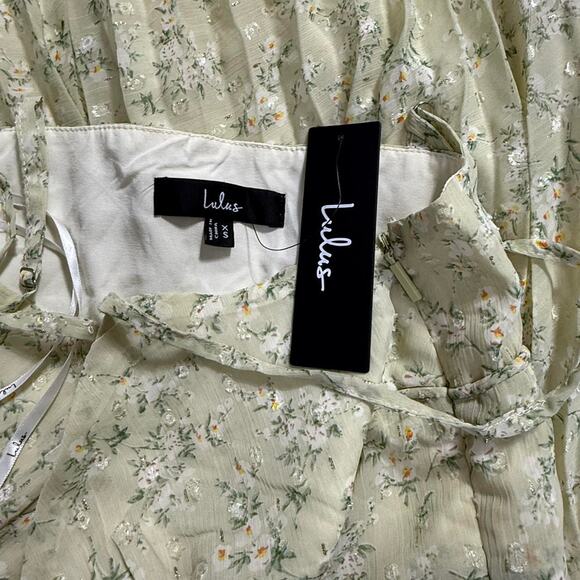 Lulus Floral Pleated Midi Dress XS – Cottagecore Spring Wedding Guest Fit NEW - Picture 4 of 5